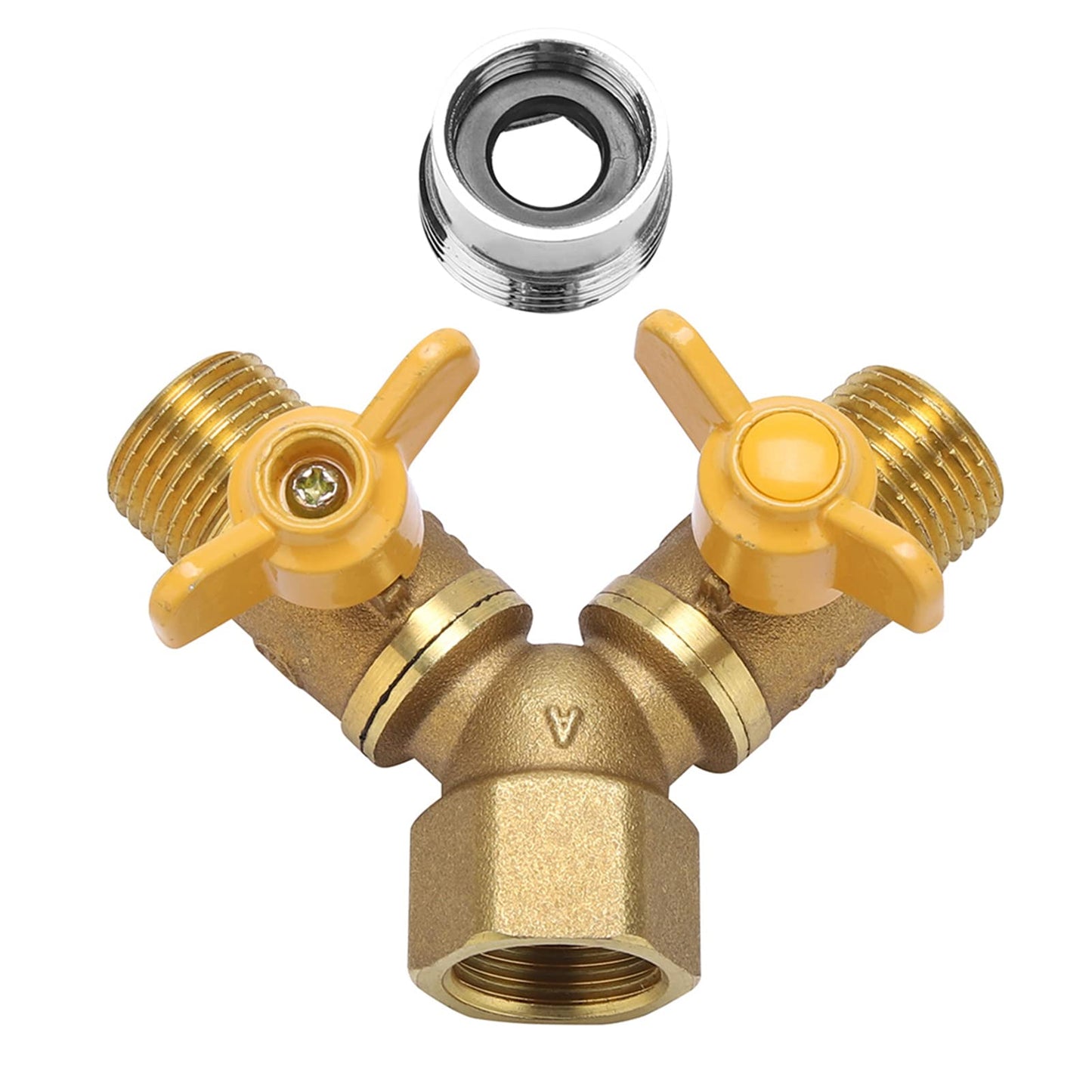 1/2 Inch Water Hose Splitter Washing Machine Splitter G1/2 Brass Garden Irrigation 2 Way Double Tap Hose Adapter Dual Faucet Connector