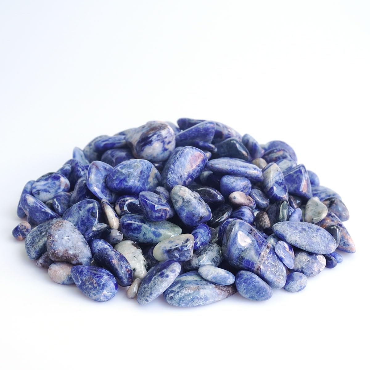 XMHOME 3 Pounds Blue Sodalite Tumbled Stones - Natural Polished Gemstones for Vase Filler, Decoration, and Crafts