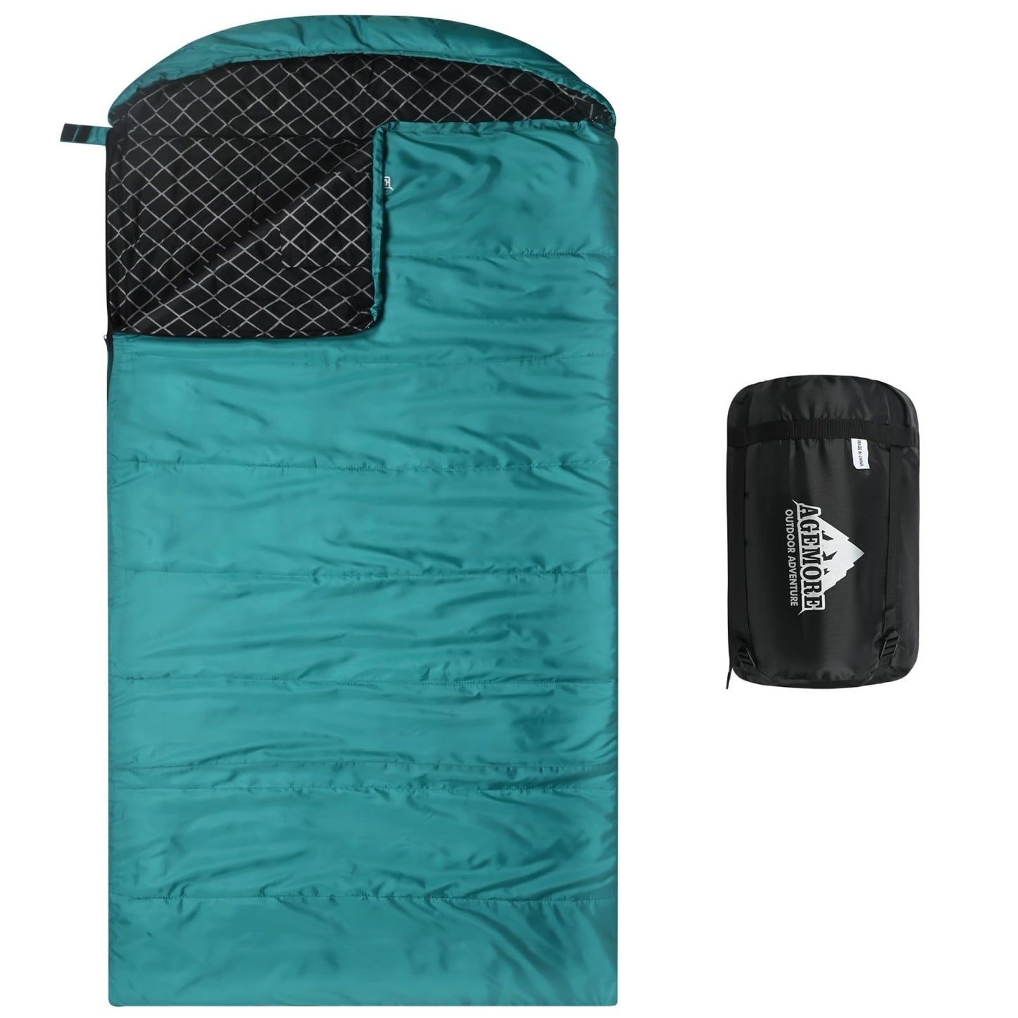 AGEMORE Cotton Flannel Sleeping Bag for Adults, Lightweight XXL Cotton Sleeping Bag for Camping Backpacking or Hiking, Water Resistant, 3-4 Season Warm & Cool Weather