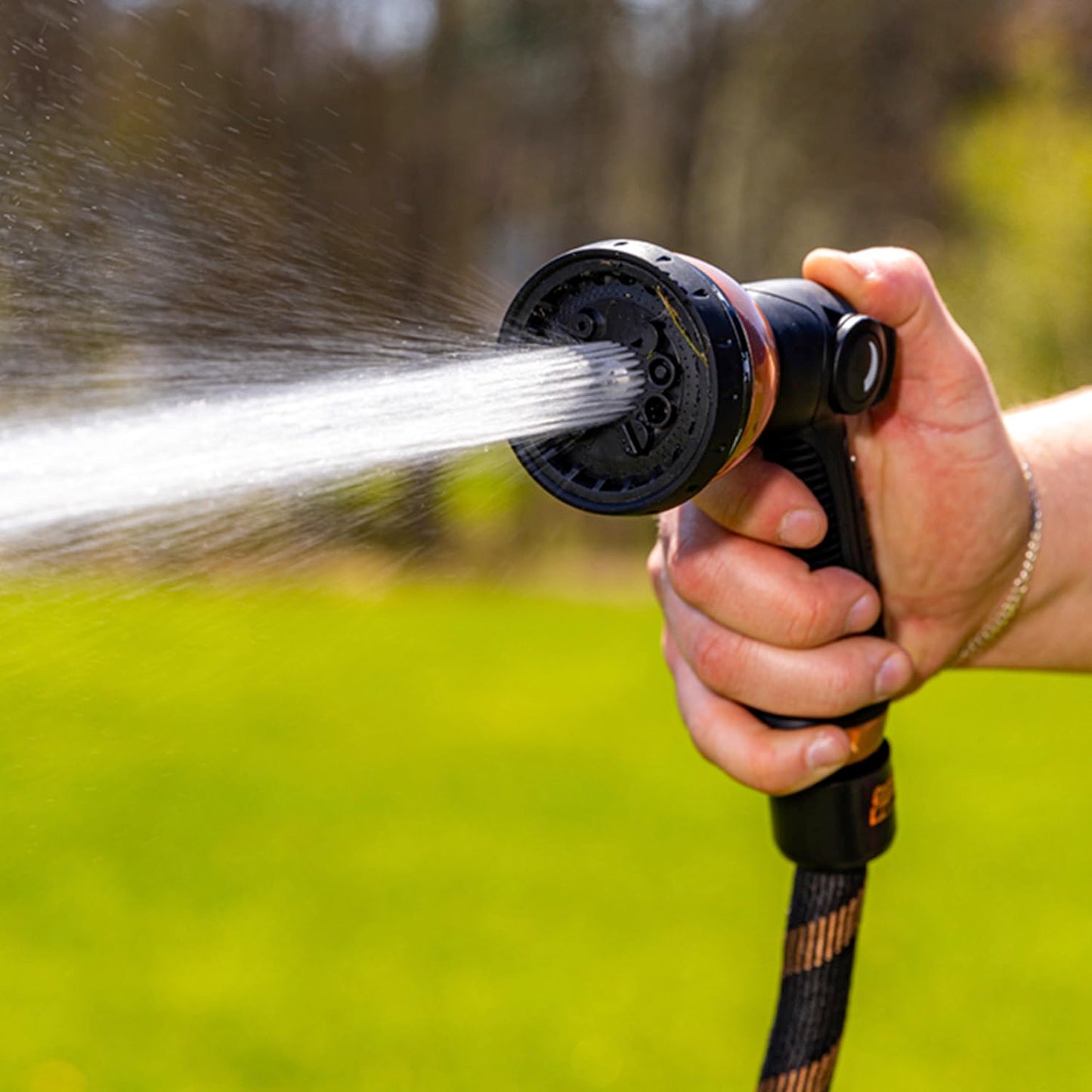 Pocket Hose 25 FT Copper Bullet Expandable Garden Hose w/10 Pattern Thumb Spray Nozzle AS SEEN ON TV 650psi 3/4 in Patented Lead-Free Ultra-Lightweight Solid Copper Anodized Aluminum