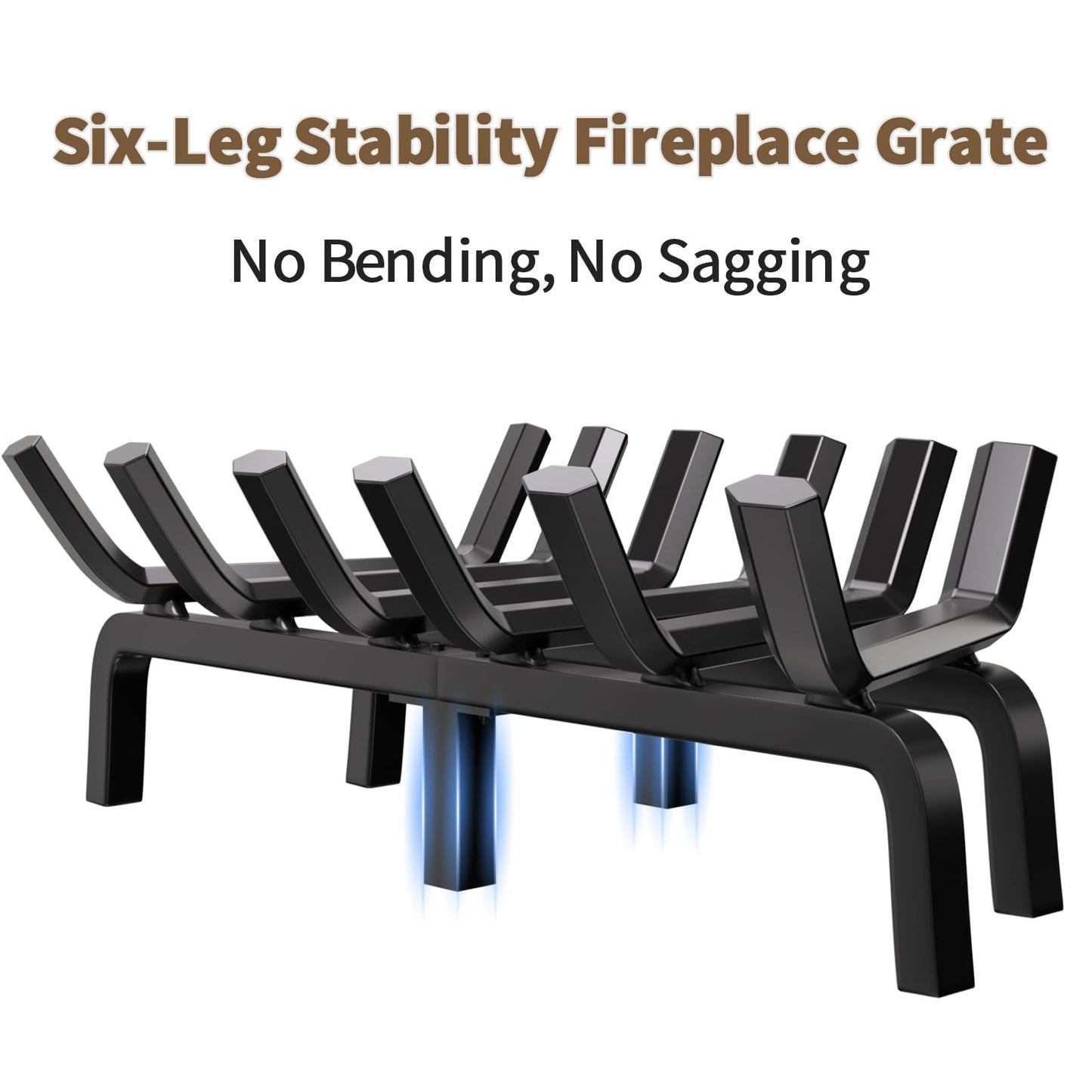AMAGABELI GARDEN & HOME Fireplace Grate Log Holder 24 Inch Firewood Burning Rack Heavy Duty Wrought Iron Solid Steel for Chimney Hearth Fire Pit Outdoor Kindling Tools Wood Stove Accessories