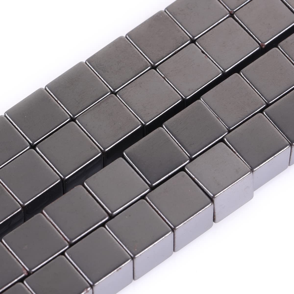 HAAMIIQII 50pcs 8mm Natural Black Hematite Loose Gemstone Beads Square Shape Spacer Stone Beads for Jewelry Making DIY Bracelets Necklaces Crafting