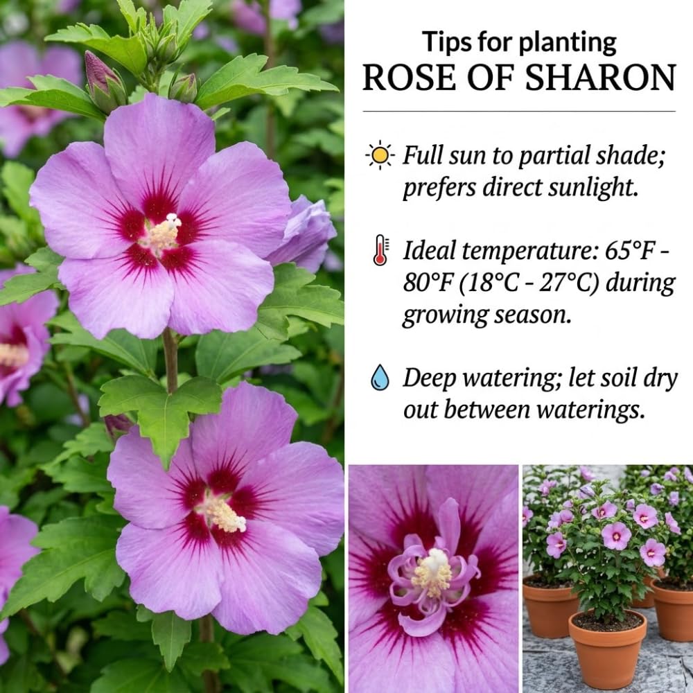 Set 10 Rose of Sharon Seeds for Planting, Purple Pink Hibiscus Shrub, Long Blooming Perennial, Rose of Sharon Flowers for Indoor Outdoor Growing