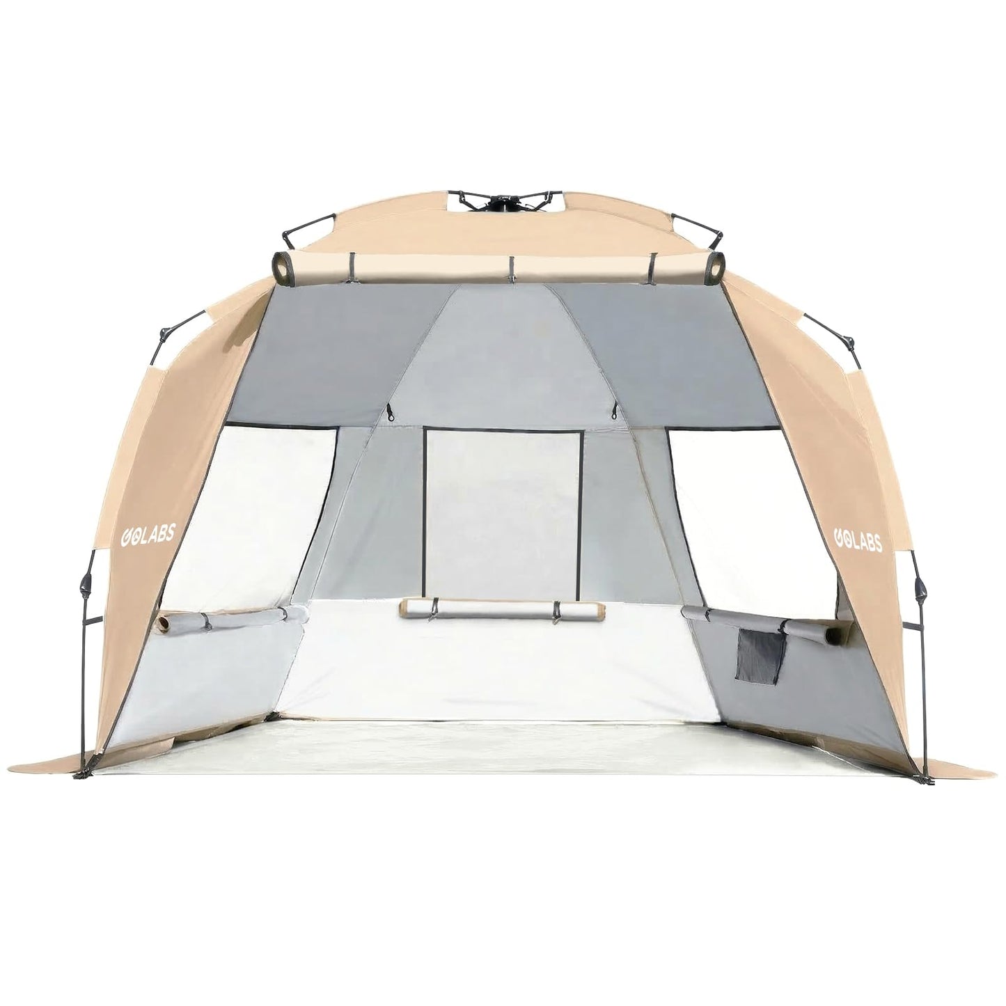Golabs BT1 Pop up Beach Tent Sun Shelter for 3-Person, 1-Minute Setup by Pre-Attached Pole & UPF 50+, Beach Shade with Detachable Floor Mat, Mesh for Clear View & Airflow, only 7 lbs & Pocket and Hook