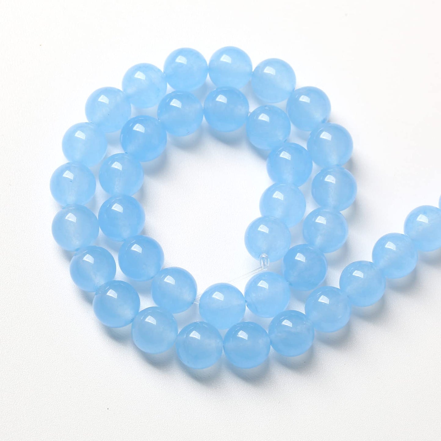 8mm 45pcs Blue Natural Chalcedony Aquamarines Stone Beads for Jewelry Making Round Jades Beads DIY Bracelet Accessories