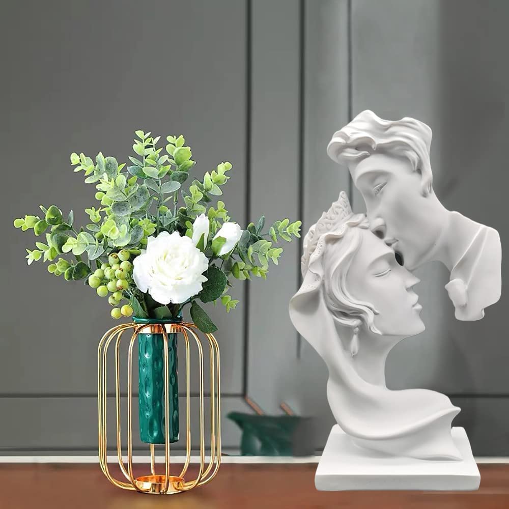 Yahu Lando Kiss Statues,Resin Statue Ornaments, Abstract Style Sculptures, Valentine's Day, Living Room Dining Desk Decorations,Bookshelf Decorative Objects,Modern Home Decor(White)