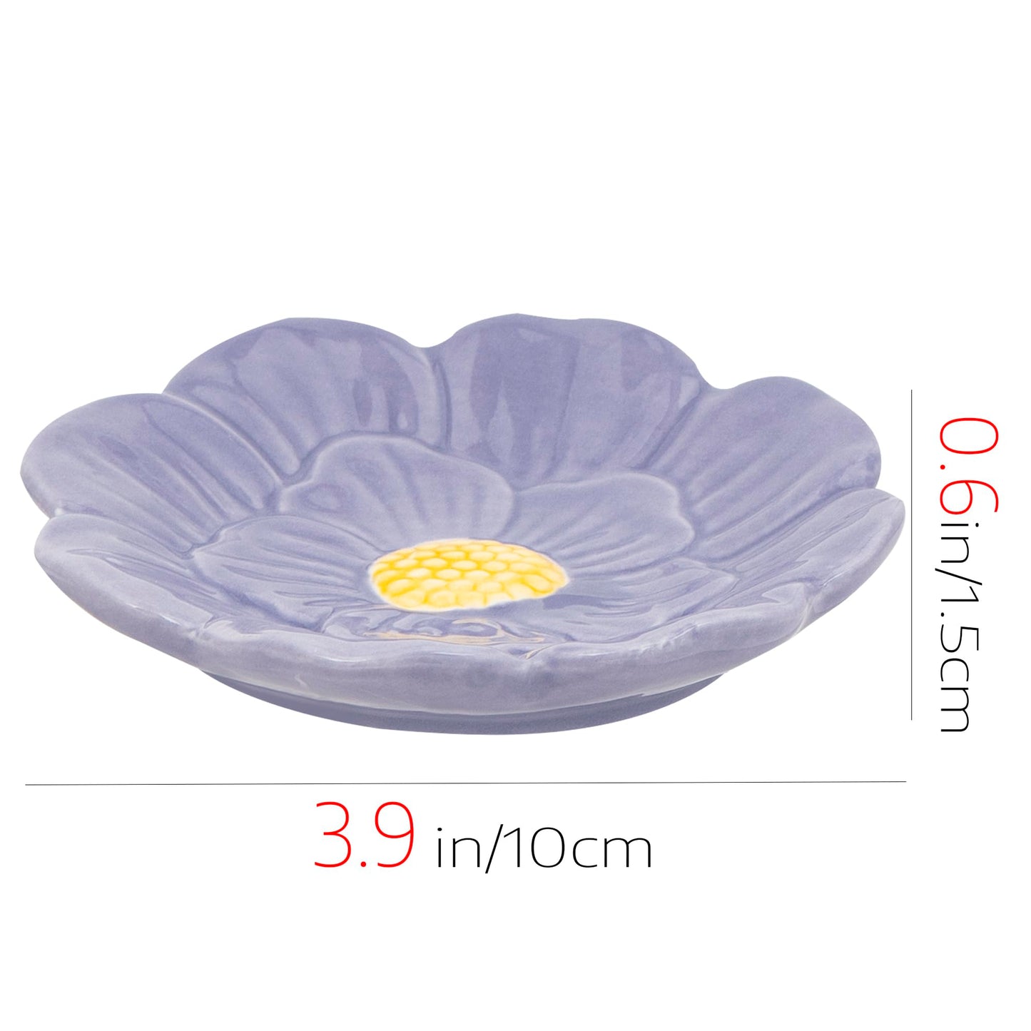 SHIDOW Ceramic Flower Jewelry Tray, Purple Blossom Trinket Dish and Ring Holder for Vanity, Nightstand or Entryway (Purple)