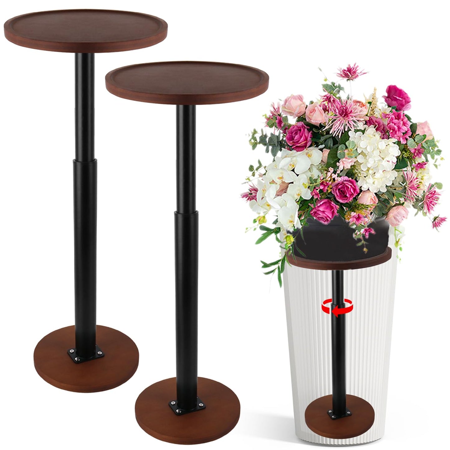 LUTTY 2Set Wooden Adjustable Plant Risers for Inside Pot,7.9-13.8 inches Tall Tapered Plant Riser Fill Bottom of Tall Flower Pots and Large Plants Containers, Rise Filler Riser of Flower Pots
