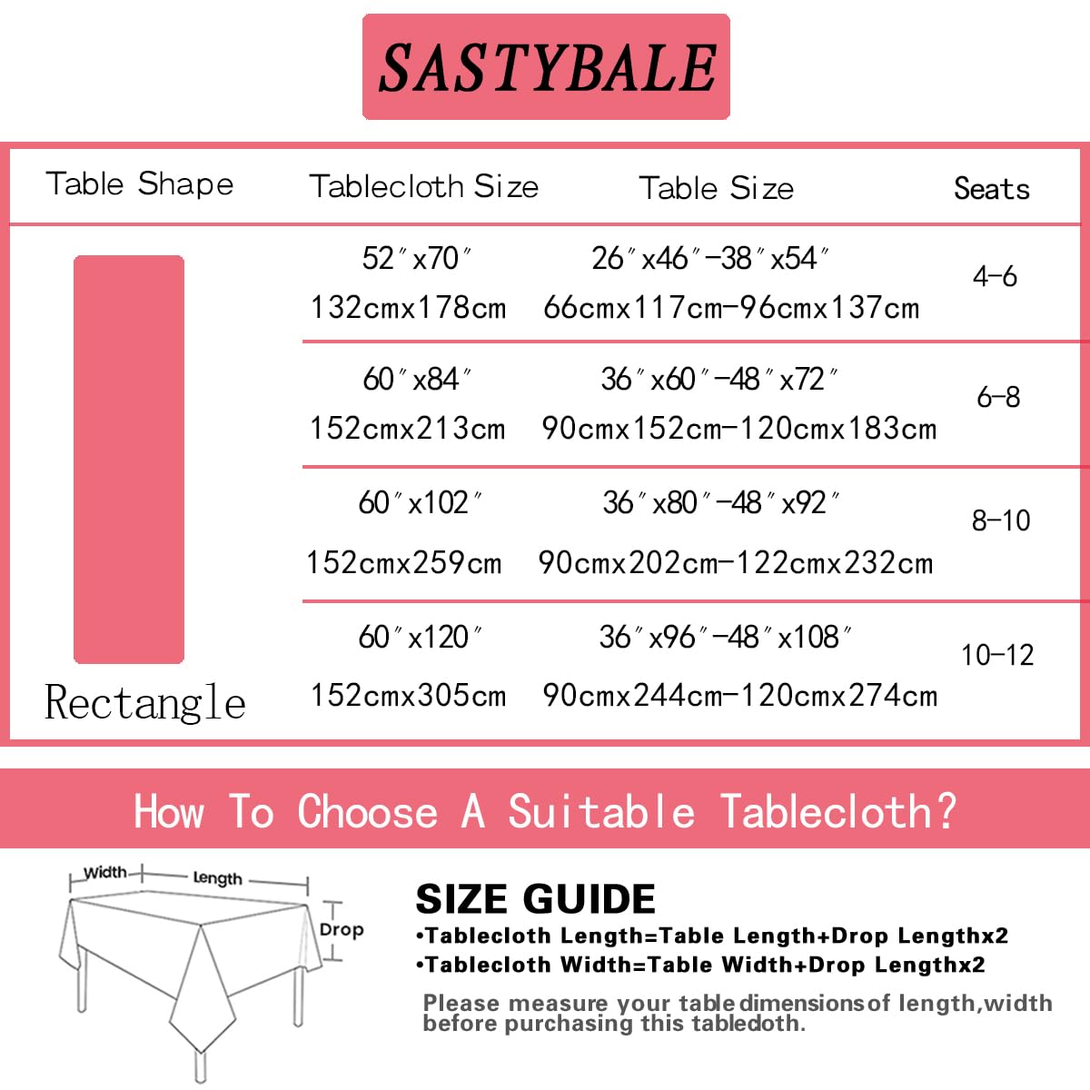 SASTYBALE Spring Summer Tablecloth 52 x 70 Inches Rectangle Red Floral Table Cloth, Washable Water Resistant & Wrinkle Free Polyester Texture Table Cover for Party,Picnics, and Dinner Decor
