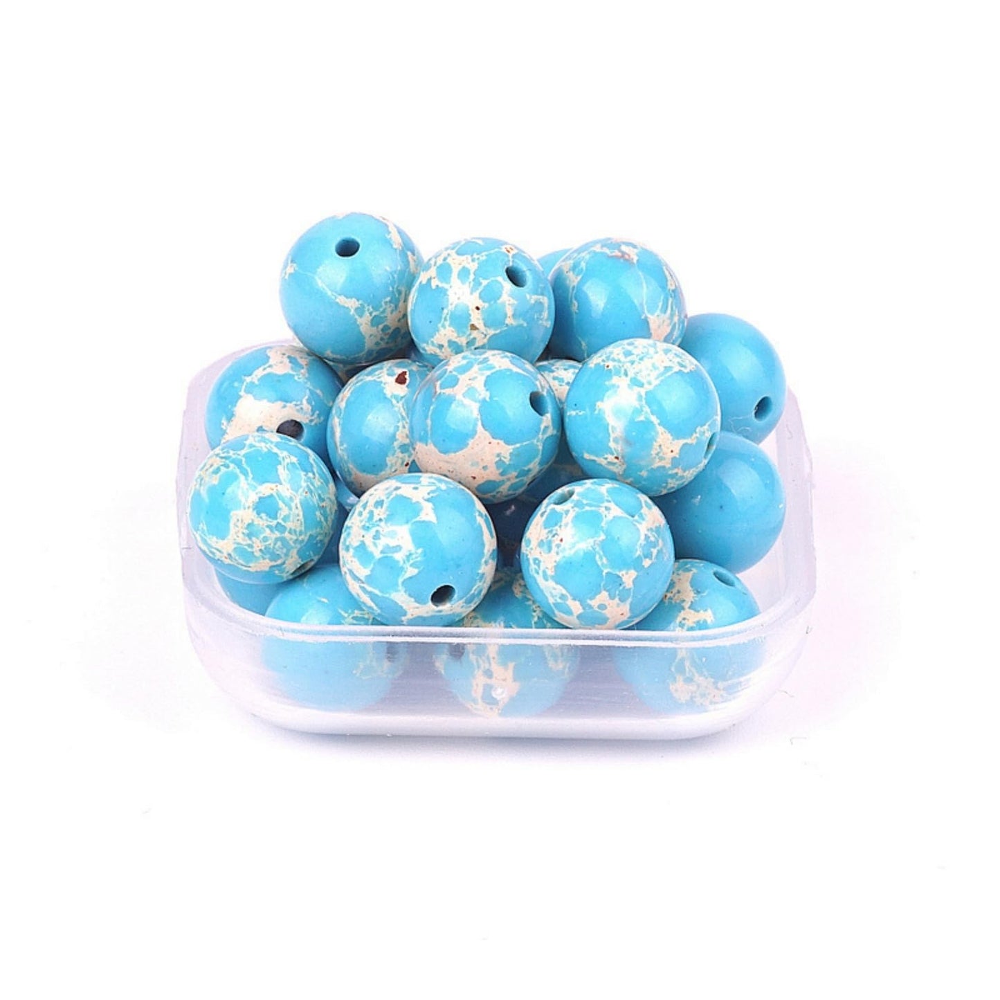 100Pcs Natural Stone 6mm Light Blue Imperial Jasper Round Loose Gemstone Energy Healing Beads Hole Size 1mm DIY Smooth Beads for Bracelet Necklace Earrings Jewelry Making
