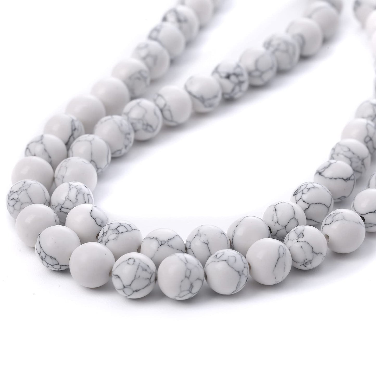 45PCS 8MM White Howlite Turquoises Round Loose Beads Natural Gemstone Beads for Jewelry Making DIY Bracelet Necklace 15"