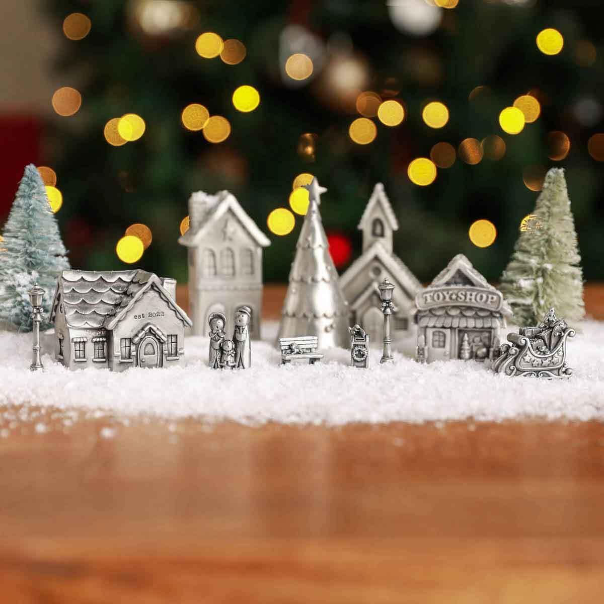 LISA LEONARD DESIGNS Pewter Carolers Christmas Village Collection Christmas Miniature, Festive Village Set Decorations Christian Gift Nativity Scene Add-On for Home