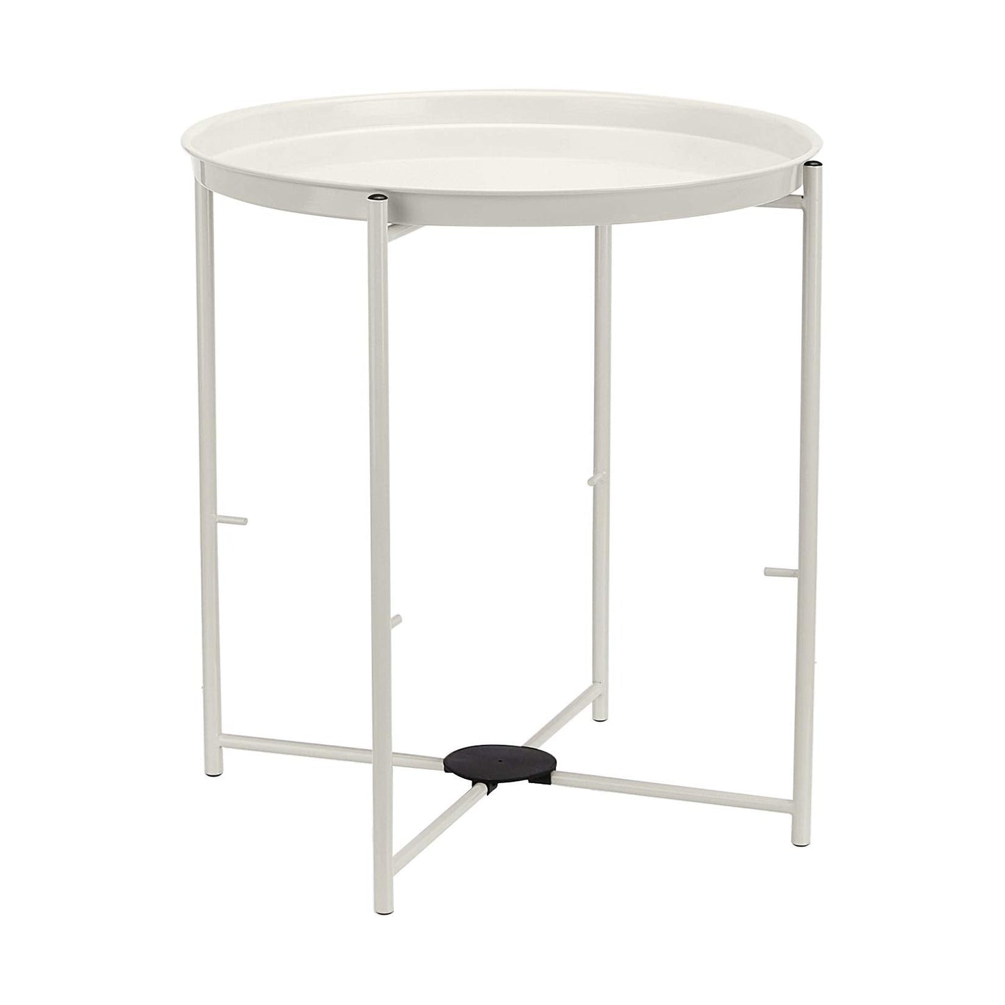 Amazon Basics Round Storage End Table, Nightstand with Cloth Basket, Bedside Table, White/Heather Gray, 17.7" L x 17.7" W x 18.9" H