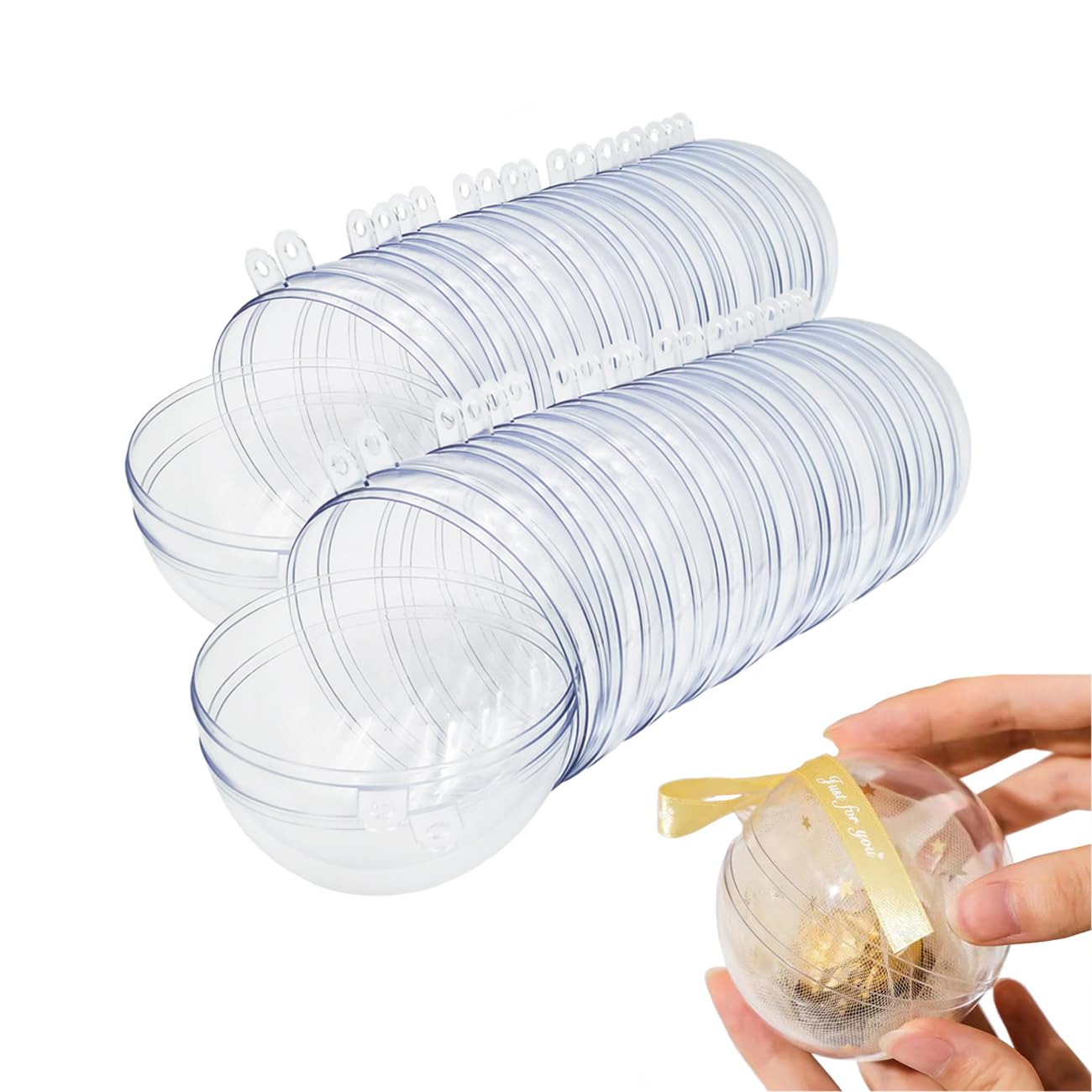 20 Clear Fillable Ornaments Balls- 80mm/3.15" Transparent Plastic Thickened Spherical Assembled Craft, for Christmas Tree Decor, and Festive Days Home Party(8cm)