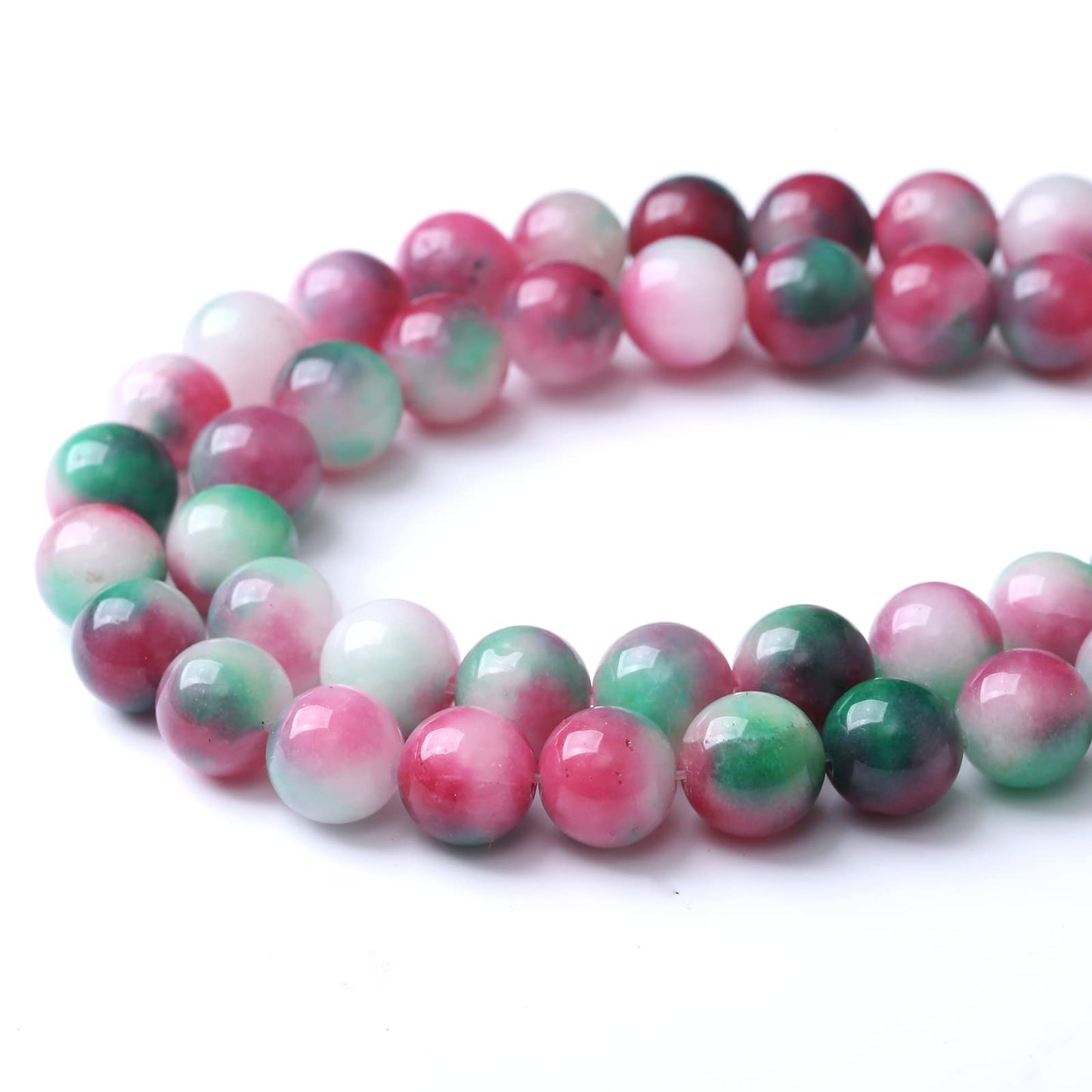 45pcs 8mm Natural Green Red Epidote Jade Stone Round Loose Spacer Beads for DIY Jewelry Making Necklaces Bracelets Healing Energy Beads (Epidote Jade, 8mm)