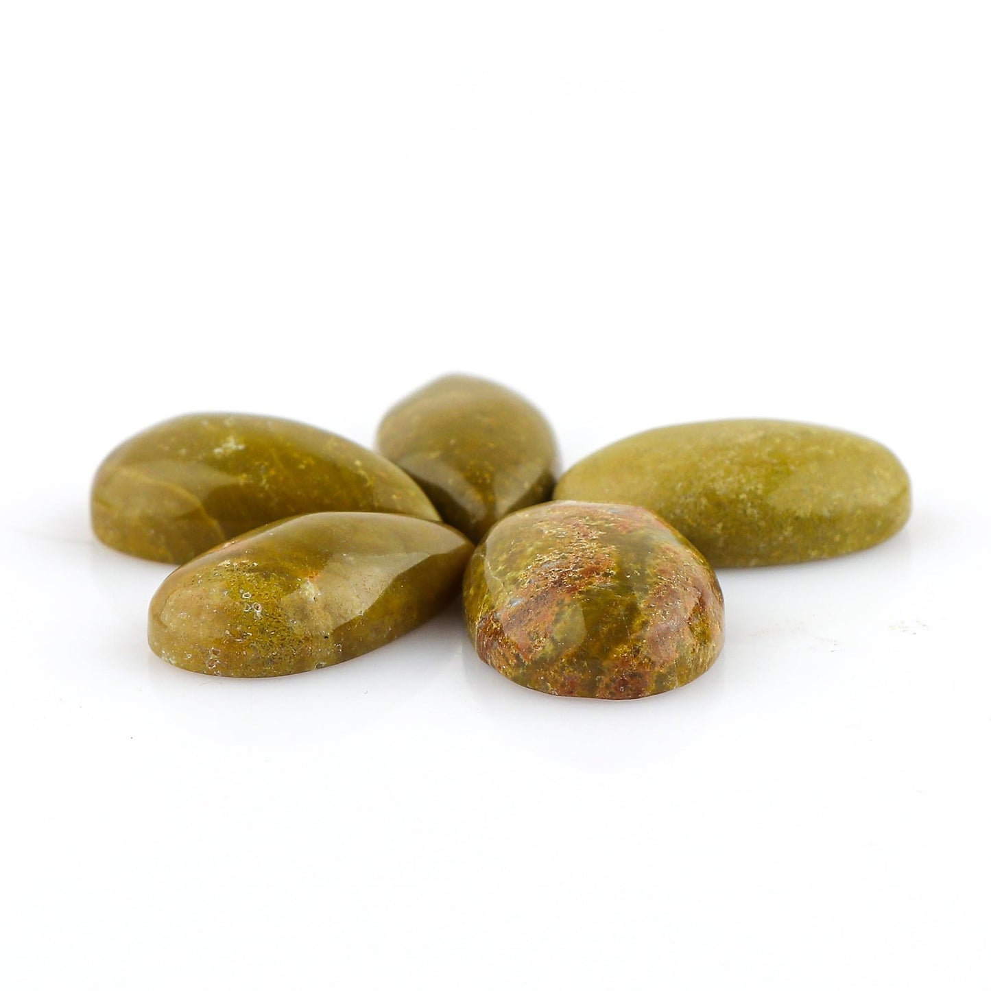 CRYSTALINES 5pcs, Natural Green Opal Gemstone, Bulk Cabochon Stone, Wholesale Polished Loose Supply, DIY Craft-Jewelry Making, Chakra Healing Crystal, Wire Wrapping, Gem Collection