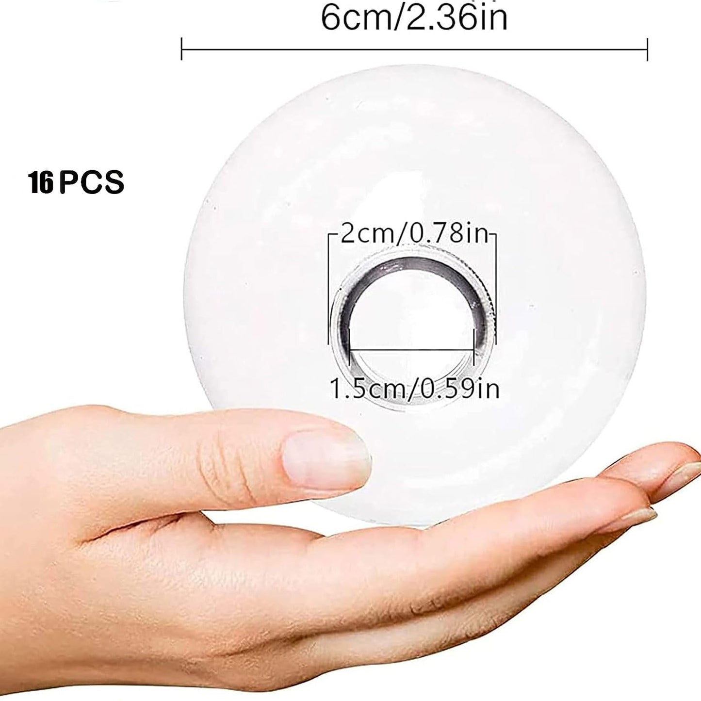 16PCS DIY Christmas Hanging Decoration，2.36Inch Clear Plastic Fillable Ornament Balls， for Christmas, Halloween, Birthday, Wedding Decor, DIY Crafts Decorations (60 mm)