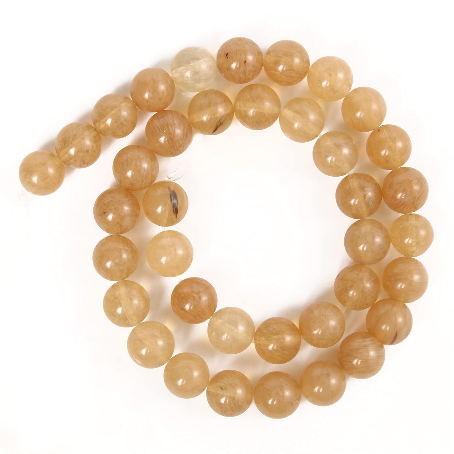 60pcs 6mm Natural Stone Beads Gold Rutilated Quartz Beads Energy Crystal Power Gemstone for Jewelry Making, DIY Bracelet Necklace