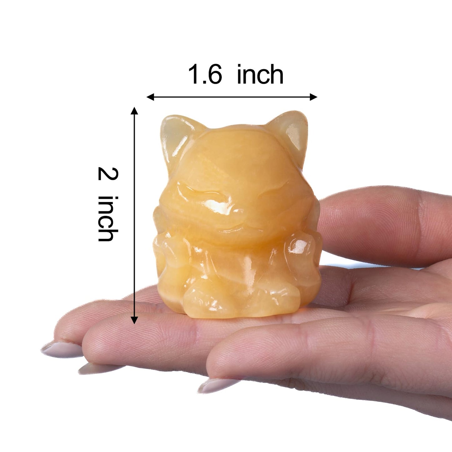 QLRSUXN Yellow Jade Nine Tailed Fox Decor,2 Inch Healing Crystals Fox Statue,Lucky Guardian Pocket Fox Figurines as Women’s Gifts,Fox Figurine for Office Home Decor and Ornament.