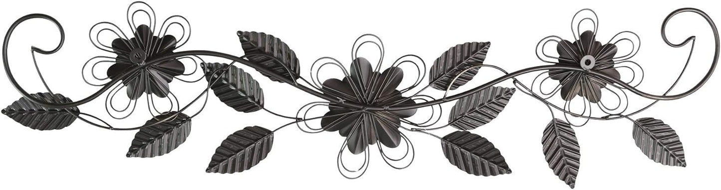 POBKING Enchanting Leaves Wall Art - Metal Leaves & Flowers Over Door, Black Metal, The Door Wall Decor
