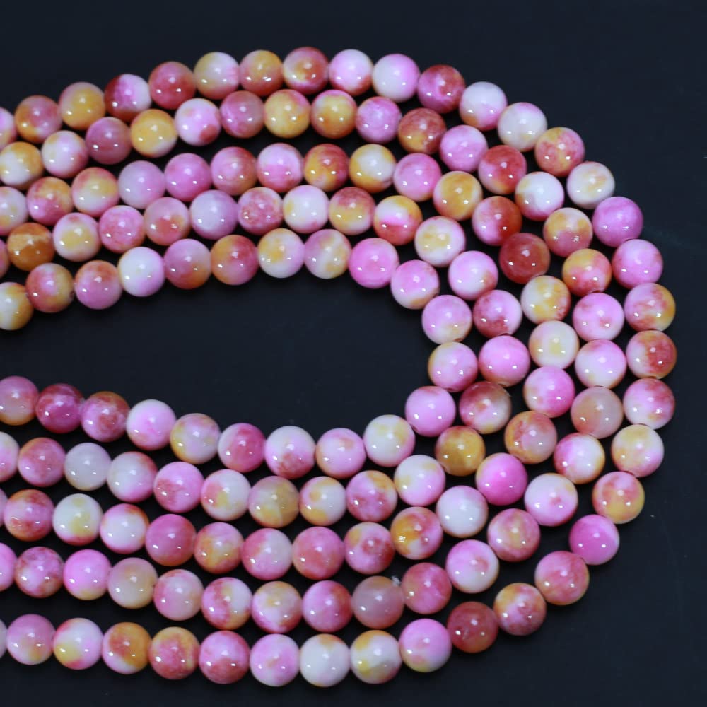 ZHFMLY 8mm Natural Persian Jade Beads,100pcs Green Colorful Dyed Healing Crystal Round Loose Stone Beads for Jewelry Making, DIY Bracelets Necklaces, Chakra Energy Craft Supplies