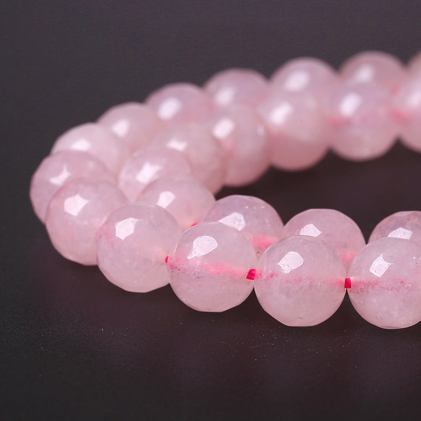 45pcs 8mm Natural Rose Pink Quartz Crystal Faceted Stone Beads for Jewelry Making Energy Healing Power Stone Beads DIY Bracelet Necklace Accessories 15" (8mm, Faceted Rose Quartz)