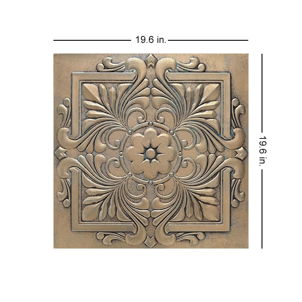 À LA MAISON CEILINGS R14 Victorian Foam Glue-up Ceiling Tile (21.6 sq. ft./Case), Pack of 8, Aged Copper