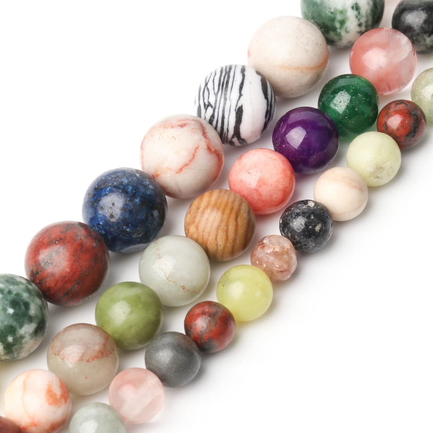 Song Xi Matte Mixed Stone Beads - 8mm Natural Stone Beads for Jewelry Making - 15inch