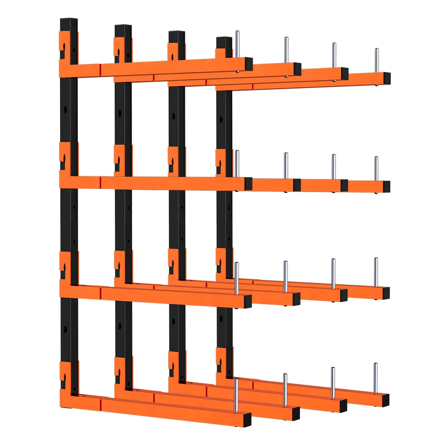Mogbhw 4 Pack Lumber Storage Rack, Wall Mount Removable & Adjustable Lumber Rack with 8-Level Holds Up 1040 Lbs, Heavy Duty Metal Garage Wood Rack for Workshop, Basement, Indoor and Outdoor