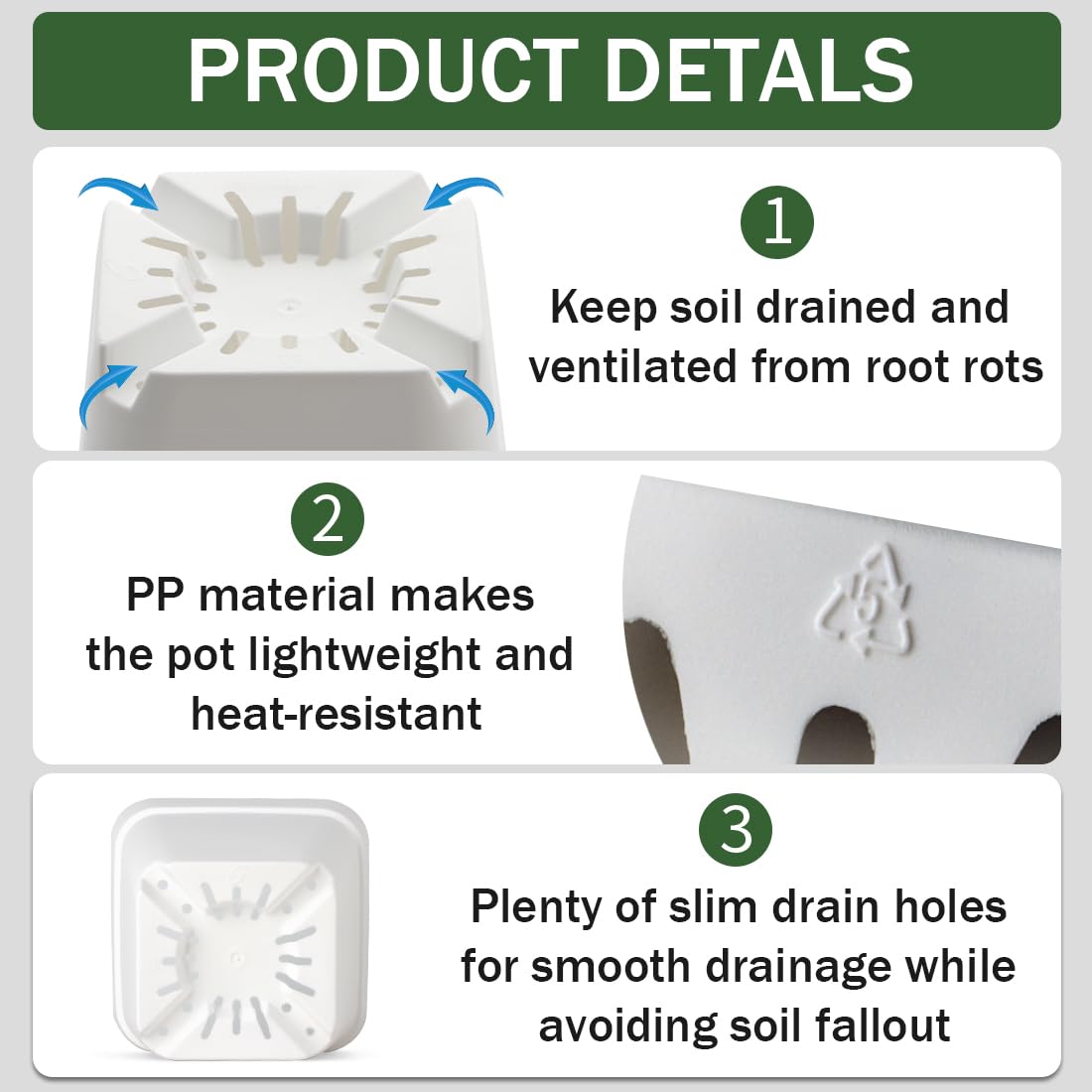 120 Pcs Nursery Pots 3.5 Inch, Plastic Seed Starting Pot with Drainage Holes, Small Sturdy Seedling pots for Planting, Cuttings (White)