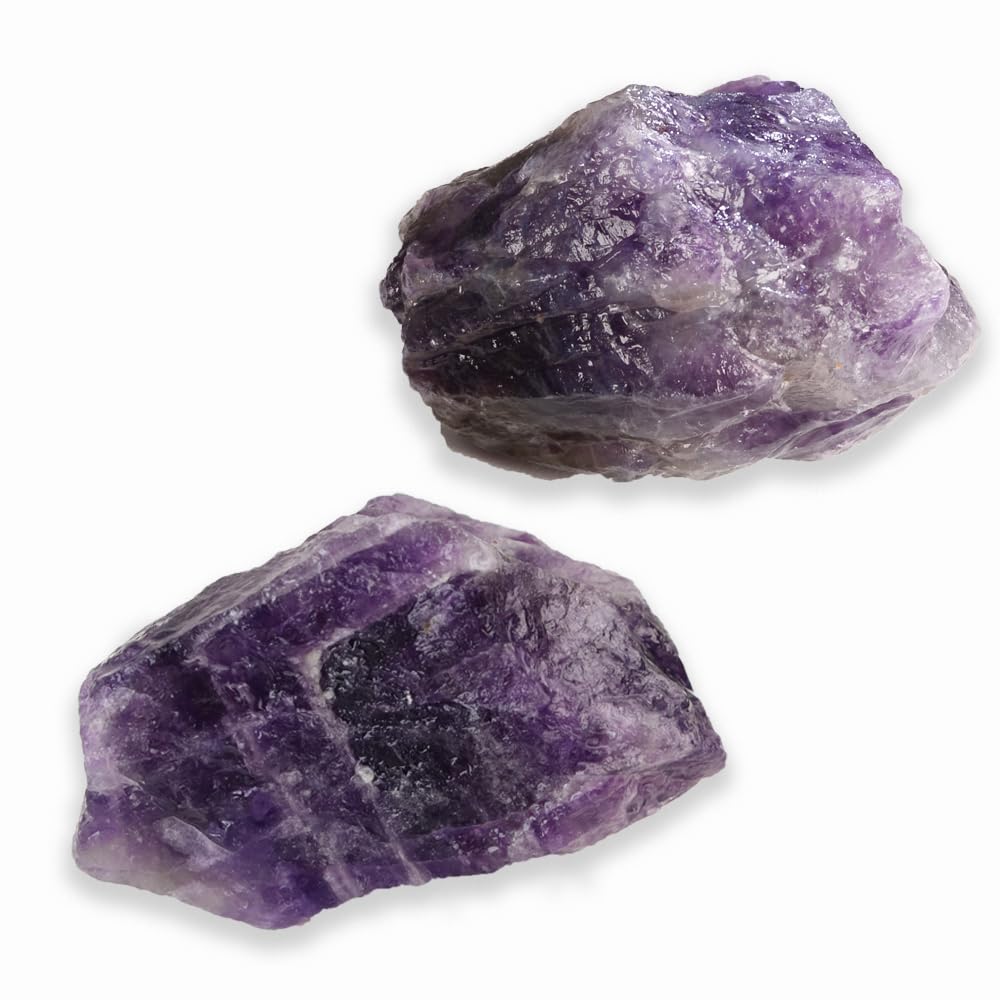 2PCS Natural Raw Stone Healing Crystals Bulk, Gemstones for Reiki, Meditation, Home Decor, Garden Fountain Rocks (Amethyst)