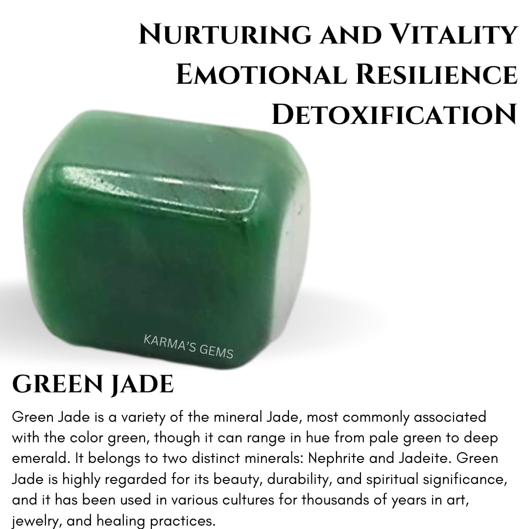 Karma Gems Green Jade Tumbled Stones Natural Crystal Kit for Reiki Healing Crystal Polished, Tumble Stones, Chakra Balancing, Reiki Gift, Home Decor (15-25 MM)
