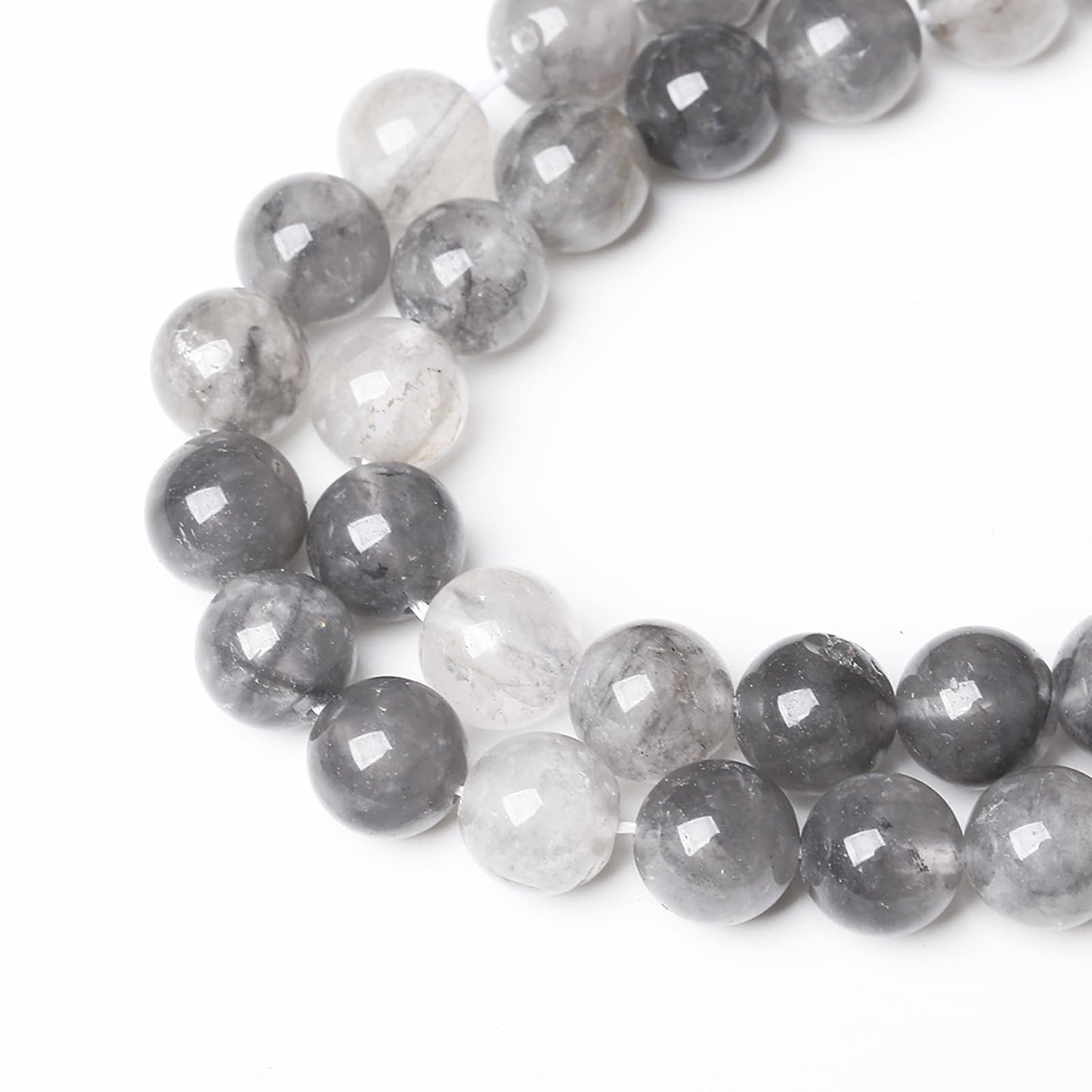 45pcs 8mm Natural Grey Cloud Crystal Stone Beads for Jewelry Making Energy Healing Power Stone Beads DIY Bracelet Necklace Accessories 15"(8mm, Grey Cloud Crystal)