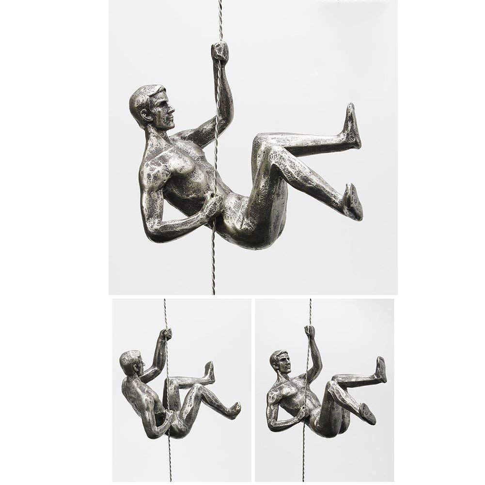 Unbound Resin Climbing Man Wall Sculptures Creative Hand-Finished Sculpture Figurine for Bar/Home/Office Art Decor (Posture Right)