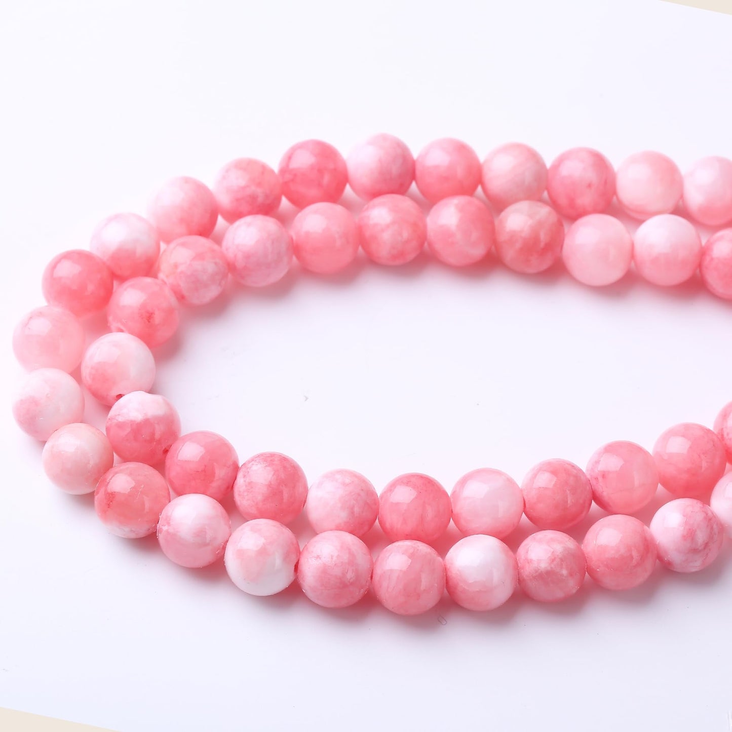 10MM White Pink Persian Jade Round Loose Beads Natural Gem Beads Crystal Energy Stone Beads for Jewelry Making DIY Bracelet Necklaces