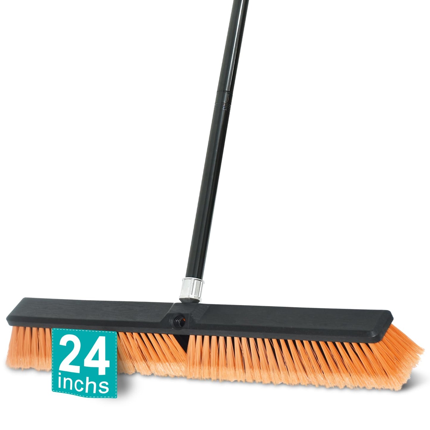 PBHEPJ 24 Inchs Push Broom Outdoor Heavy Duty, Shop Broom with 60" Long Handle for Cleaning Outdoor or Indoor Tile, Garage, Shop, Deck, Concrete, Wood, Stone, Patio Floor