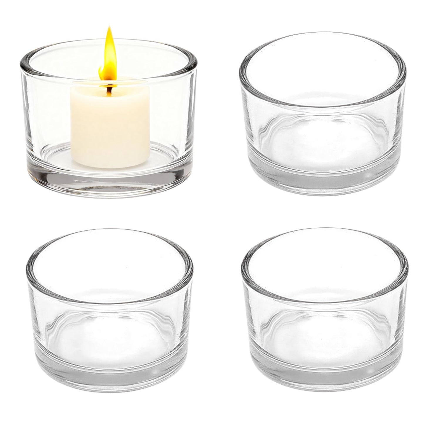 4 Pcs Clear Glass Candle Holders Cylinder Tea Light Candle Holders for Weddings Birthdays Parties Home Decor