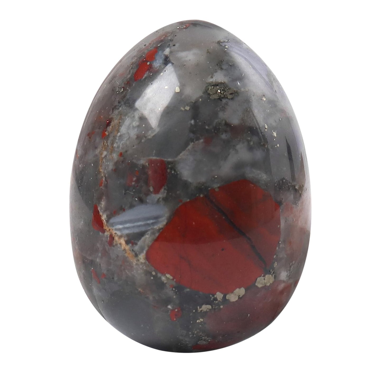 favoramulet Polished Stone Egg for Easter Day, Palm/Pocket/Worry Enegry Healing Crystal Display Sphere Figurine Fengshui, Africa Bloodstone 1.8" x 1.3"