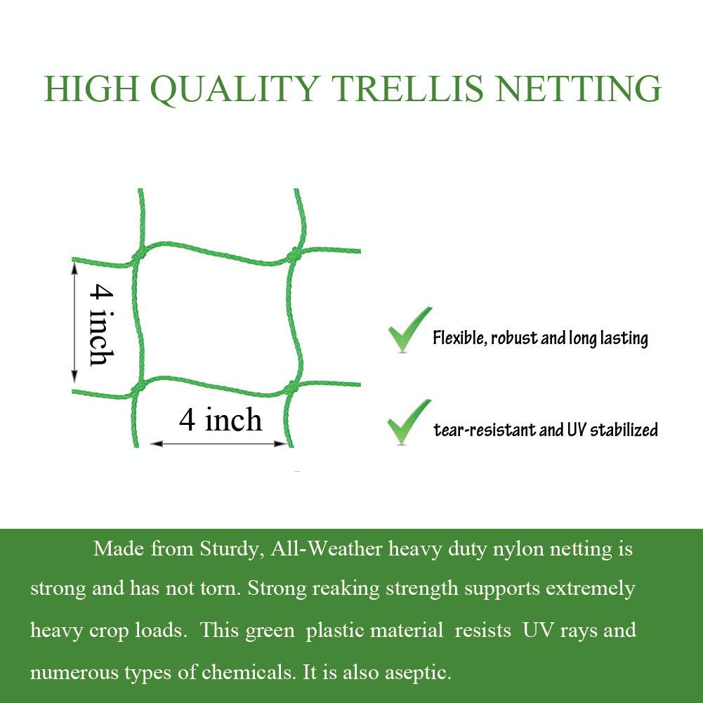 Trellis Netting for Climbing Plants - Heavy Duty Garden Trellis Netting for Cucumber, Vine, Fruits & Vegetables Tomato Plants Trellis Net, Climbing Vining Plants (1-Pack 32.8' x 6.6'Ft)