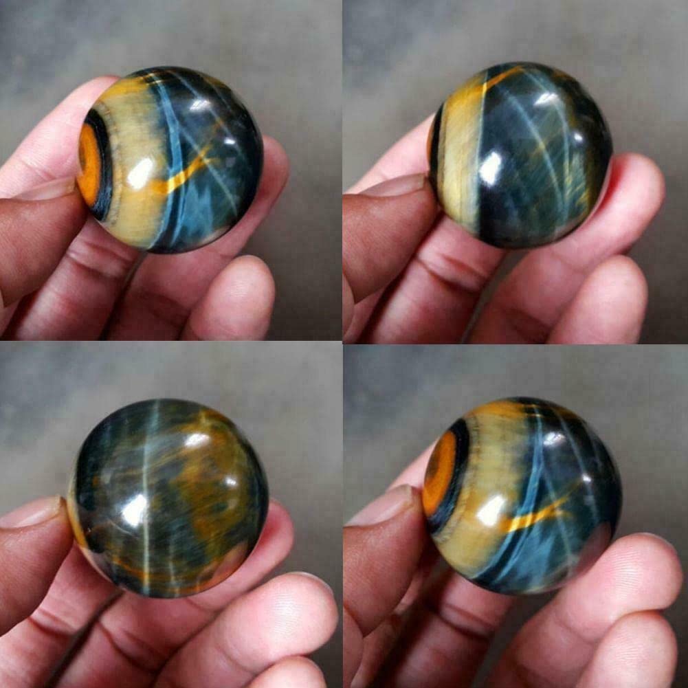 TEAMWILL 2pcs Natural Blue Tiger's Eye Jasper Quartz Sphere Crystal Ball Healing Rock Gifts