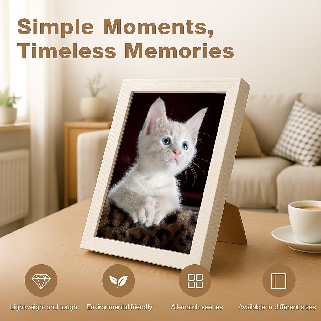 Display 5x7 Picture Frame Set of 2, 5 x 7 Photo Frames with High Definition Real Glass, Horizontal/Vertical Tabletop Display, White 2 Pack