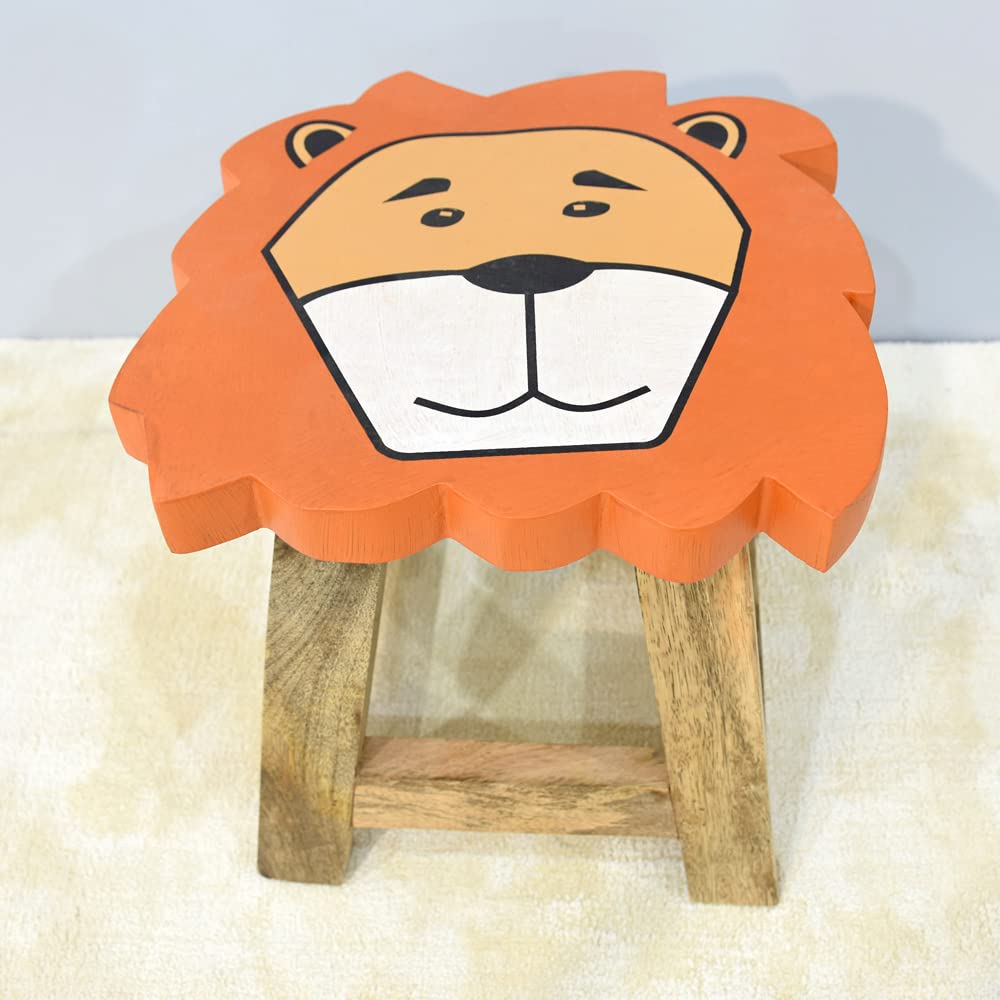 BBH Home's Handmade Orange Novelty Shaped Mango Wood Stool 14x14x12 Inch AMBBRSST0002