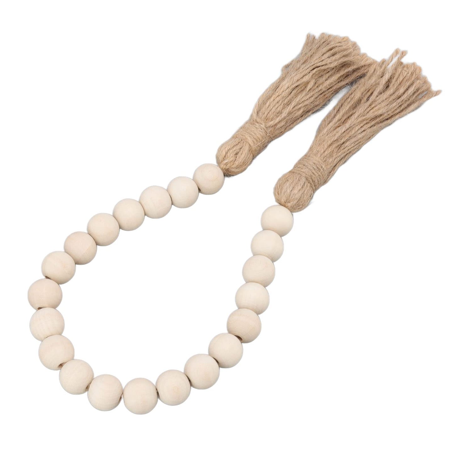 Buachois Farmhouse Beads 24in Wood Bead Garland with Tassels Rustic Country Decor Prayer Wall Hanging Bead Decoration for Gifts Ornamen