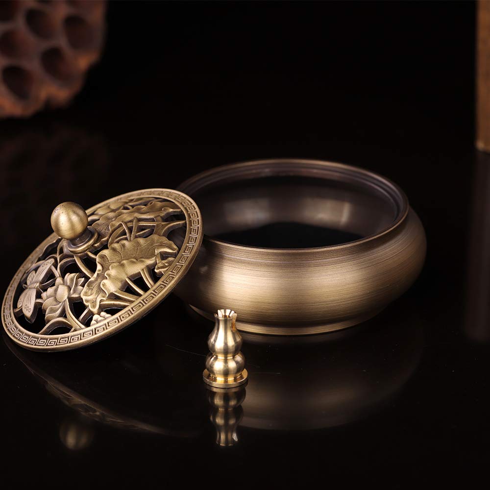 HOKPA Incense Burner, Copper Incense Holder Cone Holder Gourd Incense Burner for Joss Stick, Tower Incense, Incense Coil (3 Styles)