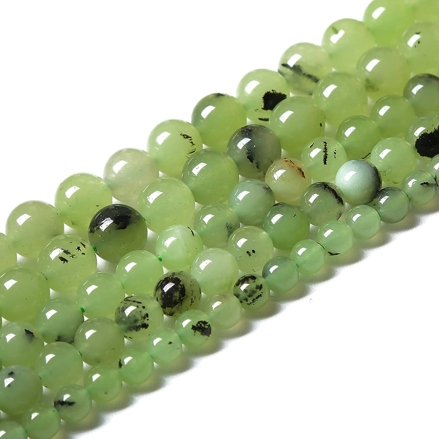 45pcs 8mm Natural Prehnite Jade Stone Round Loose Spacer Beads for DIY Jewelry Making Necklaces Bracelets Healing Energy Beads (8mm, Prehnite Jade)