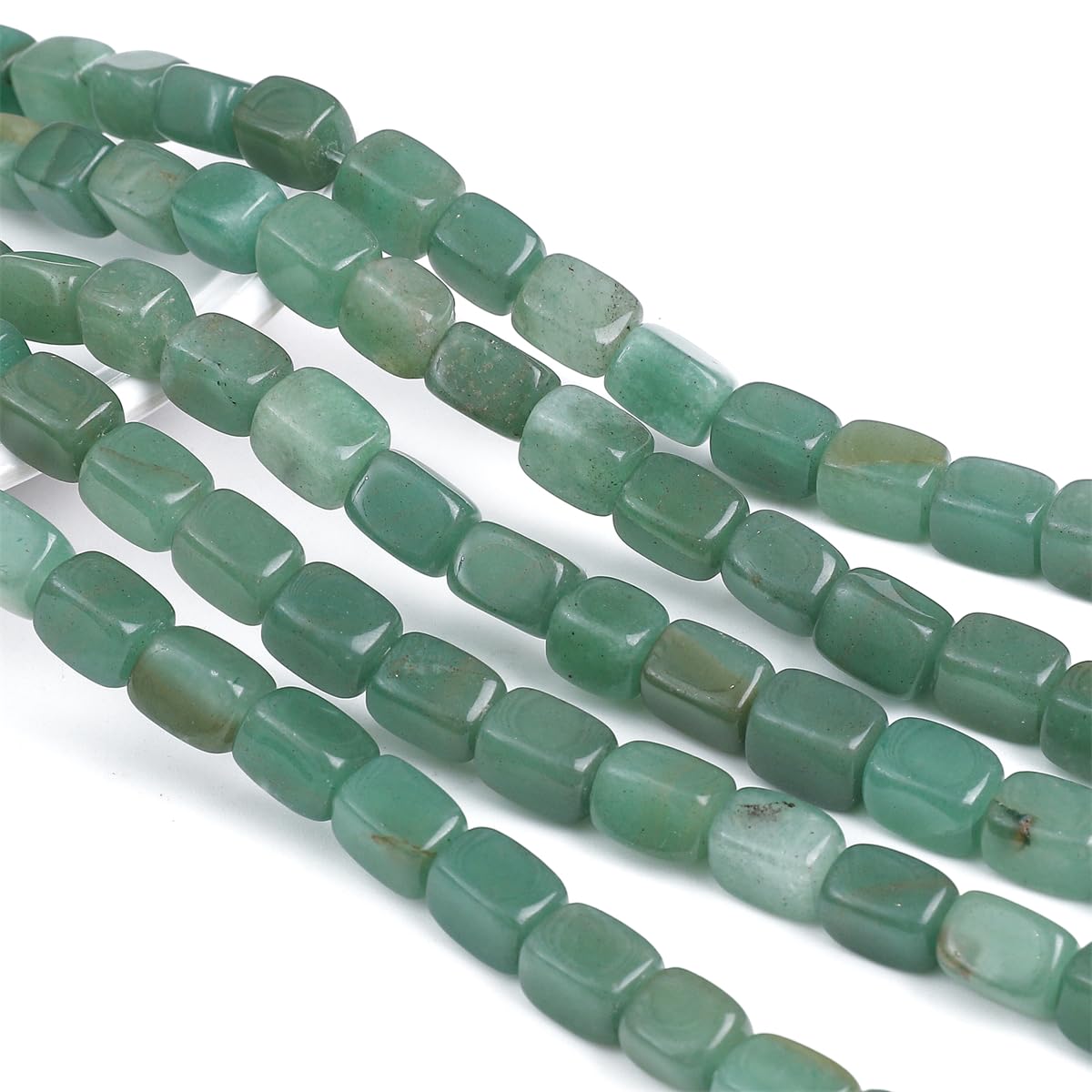 BEADIA Natural Green Aventurine Cuboid Stone Loose Semi Gemstone Beads for Jewelry Making 8mmx12mm 38cm/Strand