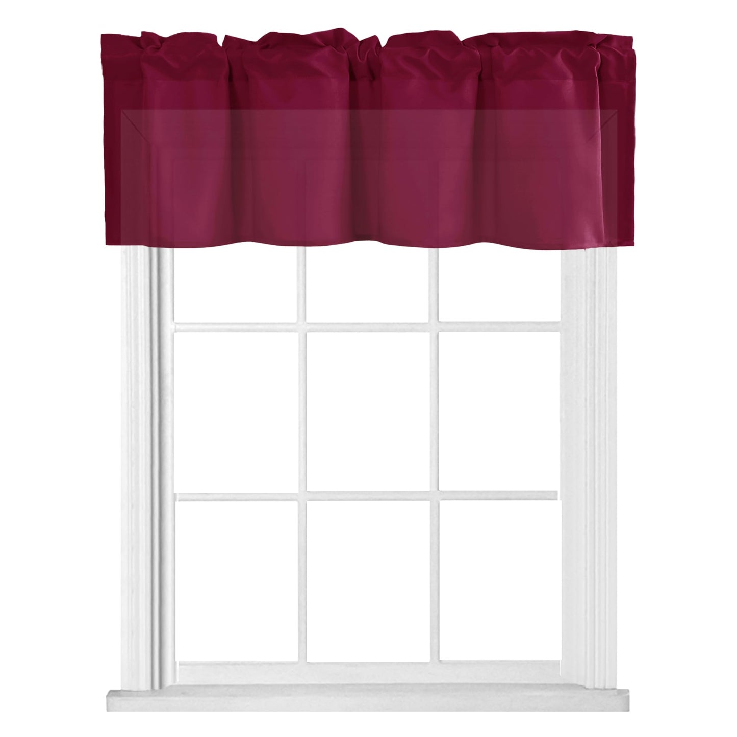 Hiasan Valance Curtains for Kitchen, Living Room, Basement, and Bathroom Windows, Small Window, Farmhouse Solid Short Topper, Short Rod Pocket Curtain Panels - 52 x 18 Inches, Wine Red, 1 Panel