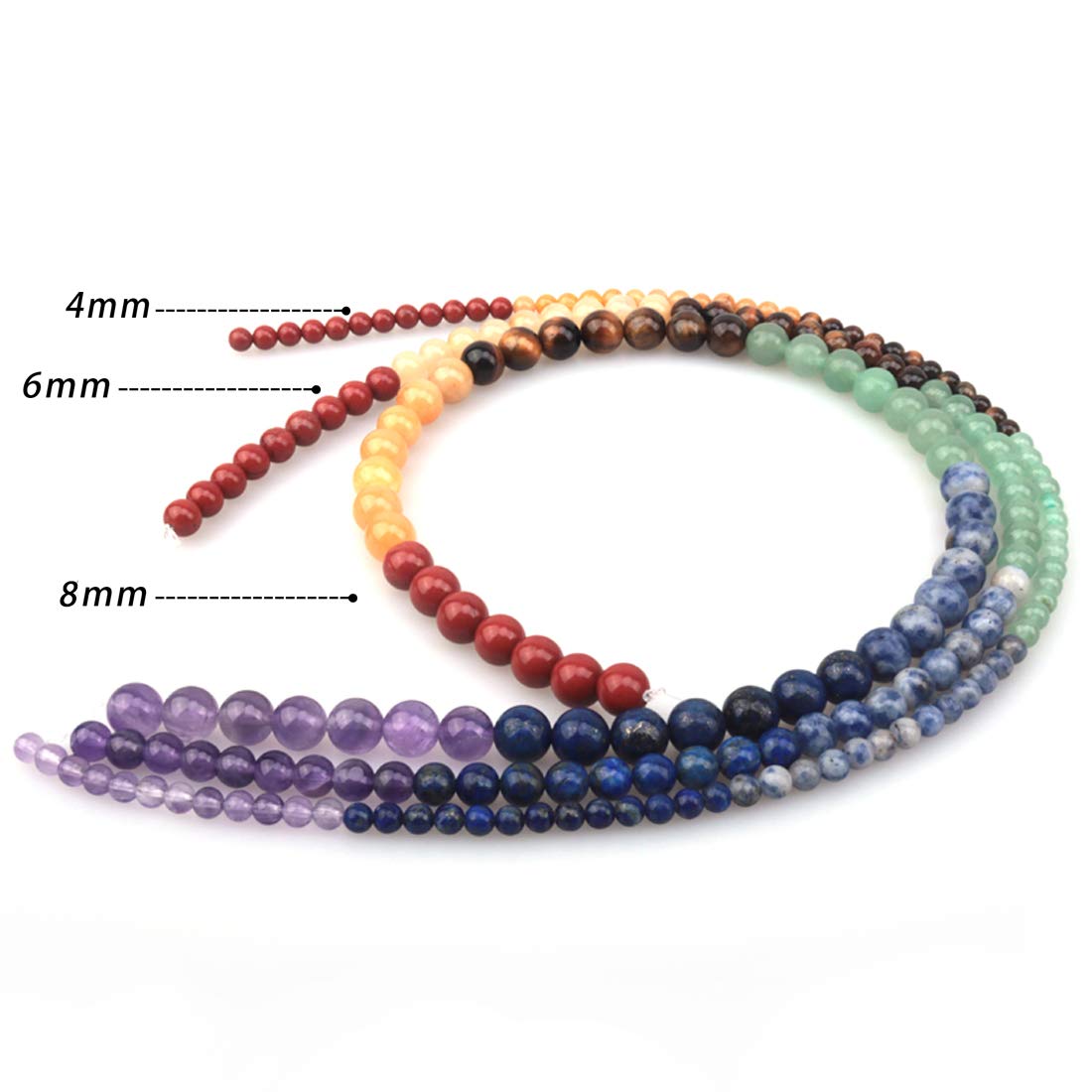 ICAI Beads 10mm Natural Colorful Stone Round Loose Stone Beads for Jewelry Making DIY Crafts Design 1 Strand 15" APPR.42pcs.