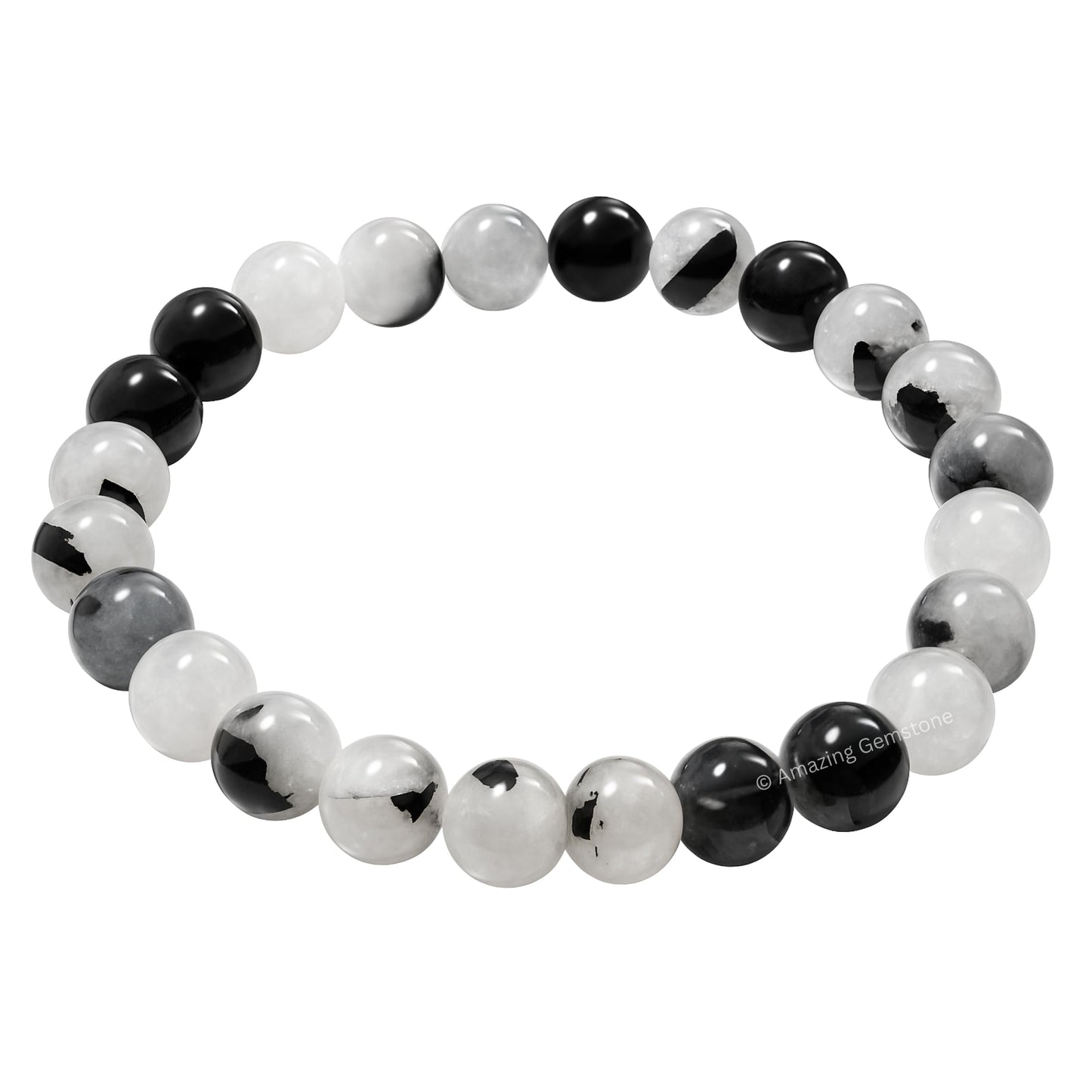 Amazing Gemstone Crystal Bracelet for Women Men's Gifts - Protection Healing Crystal Bracelet - 8mm Gemstone Beaded Stretchable Bracelet Pulseras Para Hombres Mujer Stocking Stuffers Mothers Day Gift (Black Rutilated Quartz)