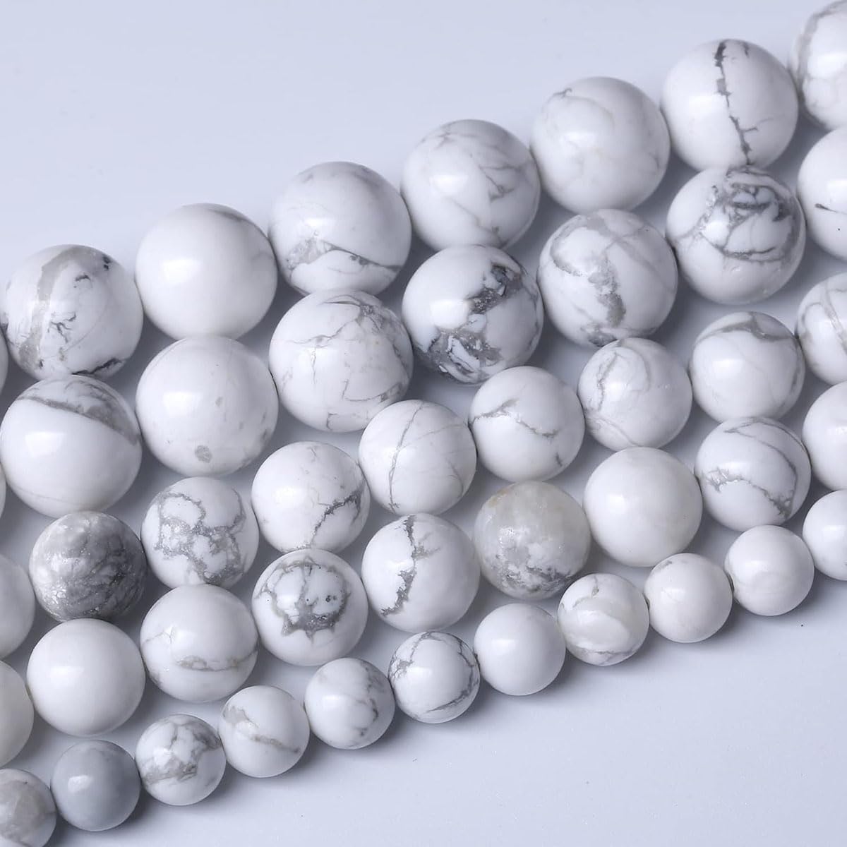 6mm Natural White Howlite Beads Round Gemstone Loose Beads for Jewelry Making (58-62pcs/strand)